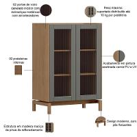 Cristaleira Para Sala De Jantar Bar 2 Portas Vidro Esdras F06 Oak Ferrolack - Lyam Decor