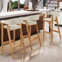 Kit 03 Banquetas Alta Bar Cozinha Sala De Jantar Bar Nadja L02 Linho Champagne - Lyam Decor - 2