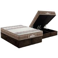 Cama Box Baú Queen: Colchão Espuma Probel D33 / Ep Plus + Base Brown(158X198) - 1