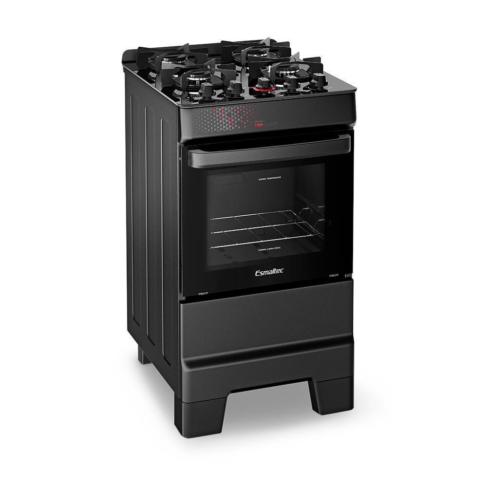 Fogão A Gás Mesa De Vidro Forno Limpa Fácil E Acendimento Automático Esmaltec Ideal Top Glass Preto 4 Bocas Bivolt - 1