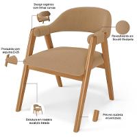 Kit 03 Cadeiras De Jantar E Estar Living Estofada Nadja L02 Bouclê Mostarda - Lyam Decor