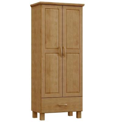 Guarda Roupa Solteiro 2 Portas 1 Gaveta Madeira Maciça Selena F06 Freijó - Lyam Decor