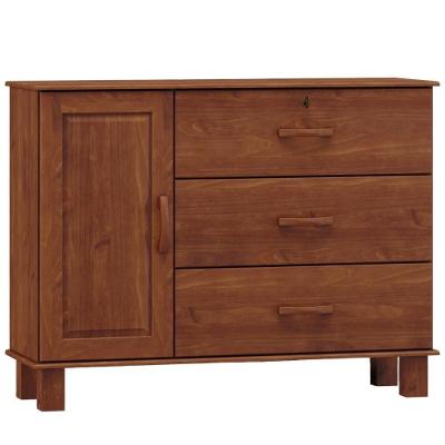 Cômoda Sapateira Para Quarto Closet 3 Gavetas 1 Porta Maciça Selena F06 Imbuia - Lyam Decor