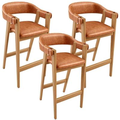 Kit 03 Banquetas Alta Bar Cozinha Sala De Jantar Bar Nadja L02 Couríssimo Camel - Lyam Decor