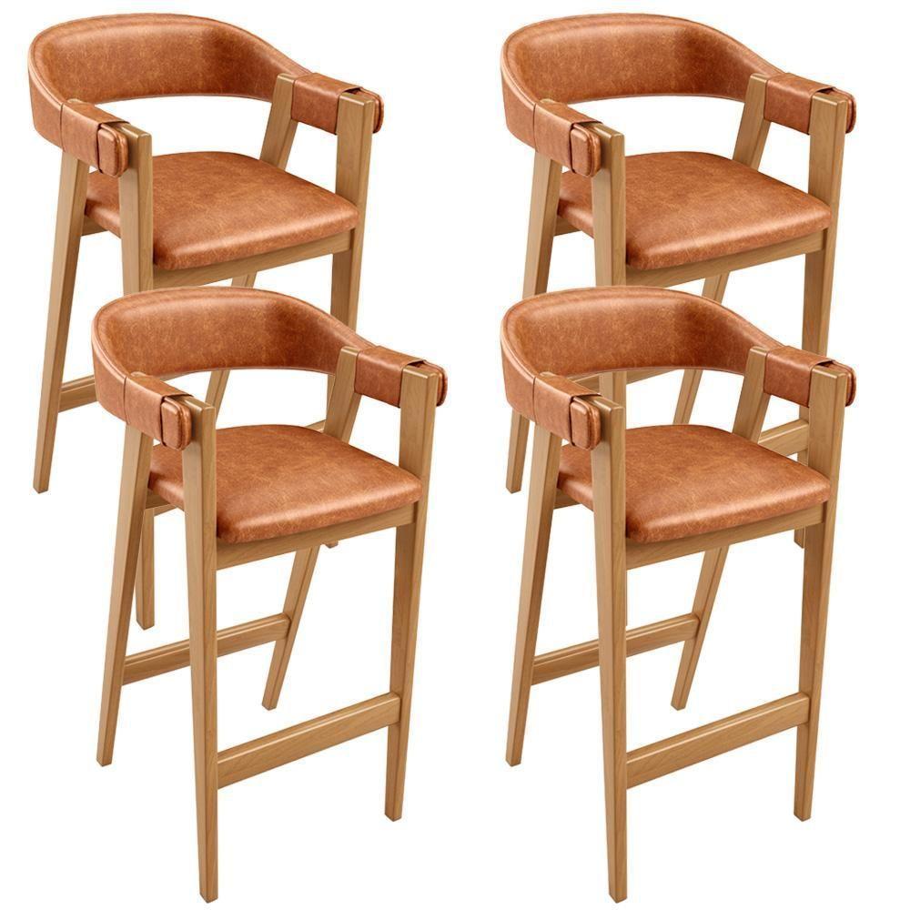 Kit 04 Banquetas Alta Bar Cozinha Sala De Jantar Bar Nadja L02 Couríssimo Camel - Lyam Decor - 1