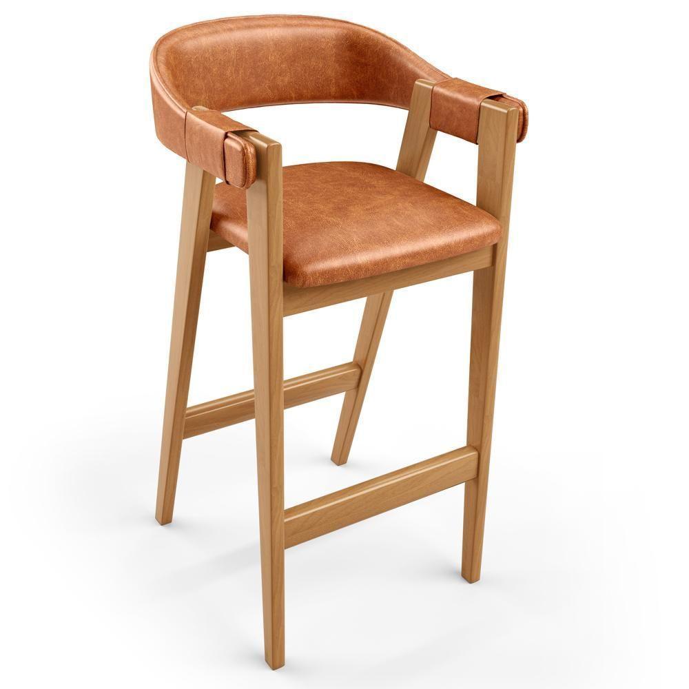 Kit 04 Banquetas Alta Bar Cozinha Sala De Jantar Bar Nadja L02 Couríssimo Camel - Lyam Decor - 3