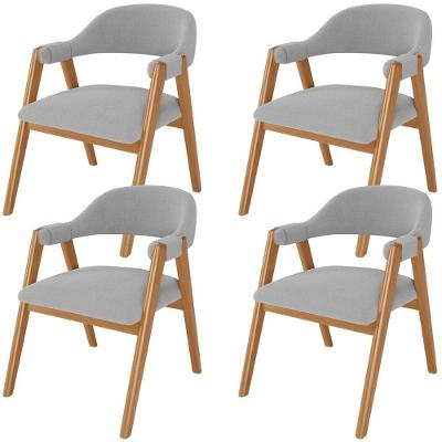 Kit 04 Cadeiras De Jantar E Estar Living Estofada Nadja L02 Bouclê Cinza - Lyam Decor
