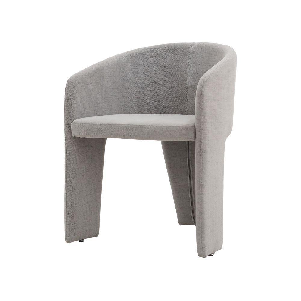 Cadeira De Jantar Cinza Estofado Em Bouclê E Base Reforçada - 1