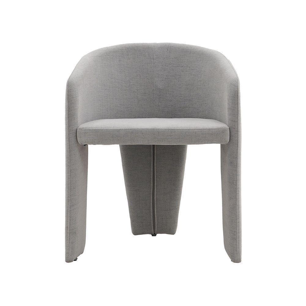 Cadeira De Jantar Cinza Estofado Em Bouclê E Base Reforçada - 2