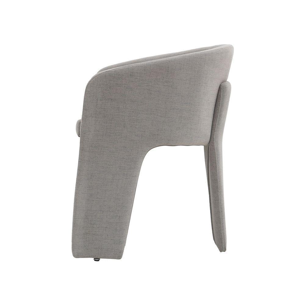 Cadeira De Jantar Cinza Estofado Em Bouclê E Base Reforçada - 3