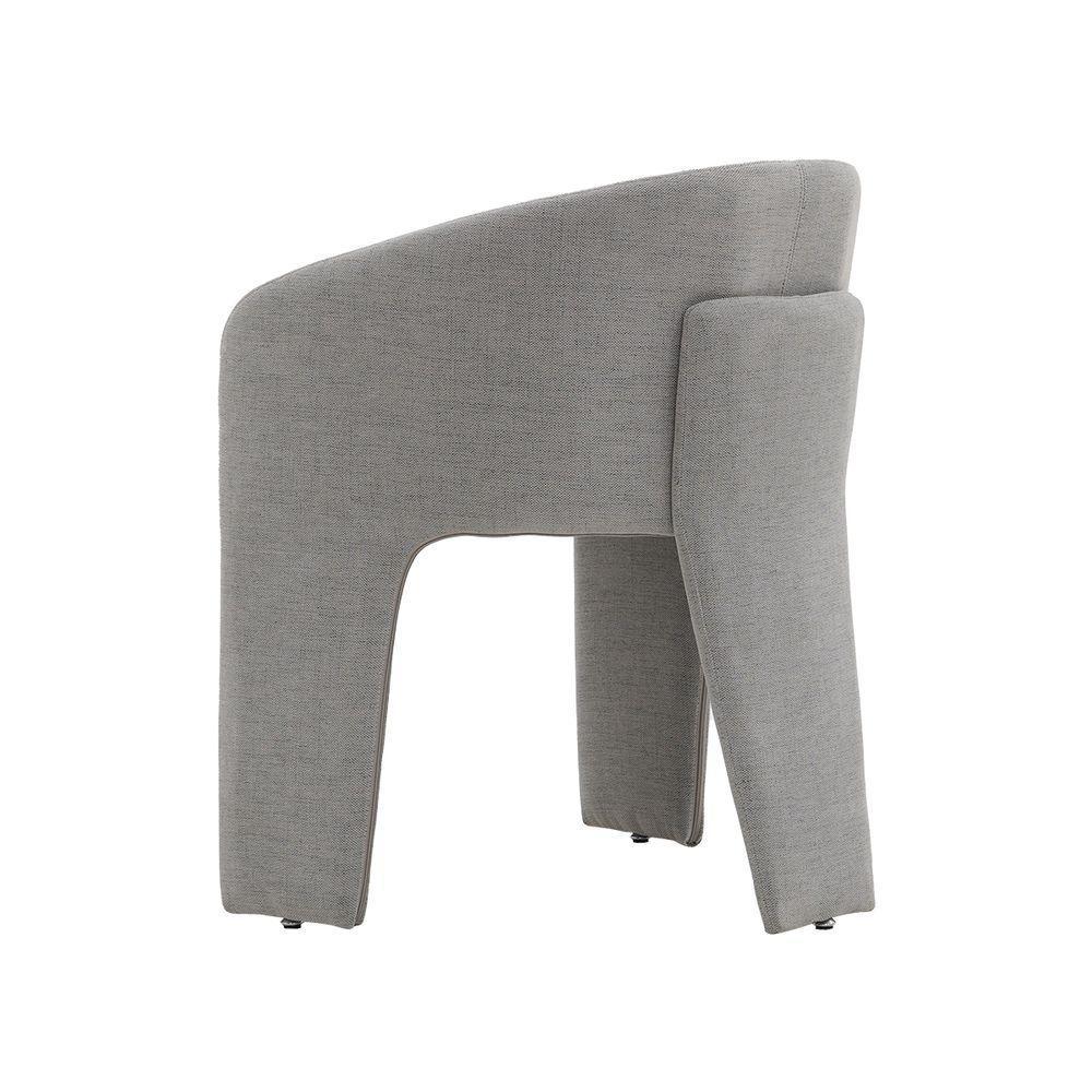Cadeira De Jantar Cinza Estofado Em Bouclê E Base Reforçada - 5
