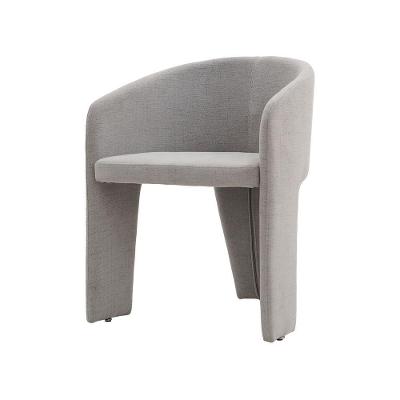 Cadeira De Jantar Cinza Estofado Em Bouclê E Base Reforçada