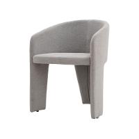 Cadeira De Jantar Cinza Estofado Em Bouclê E Base Reforçada - 1