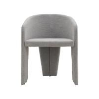 Cadeira De Jantar Cinza Estofado Em Bouclê E Base Reforçada - 2