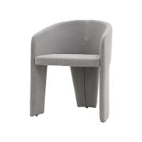 Cadeira De Jantar Cinza Estofado Em Bouclê E Base Reforçada - 9