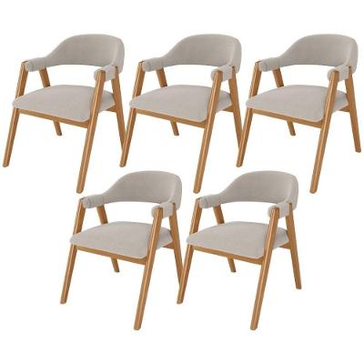 Kit 05 Cadeiras De Jantar E Estar Living Estofada Nadja L02 Bouclê Creme - Lyam Decor