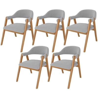 Kit 05 Cadeiras De Jantar E Estar Living Estofada Nadja L02 Bouclê Cinza - Lyam Decor
