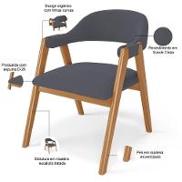 Kit 03 Cadeiras De Jantar E Estar Living Estofada Nadja L02 Suede Cinza - Lyam Decor