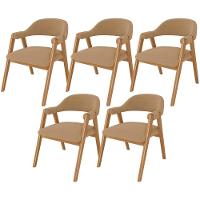 Kit 05 Cadeiras De Jantar E Estar Living Estofada Nadja L02 Bouclê Mostarda - Lyam Decor - 1