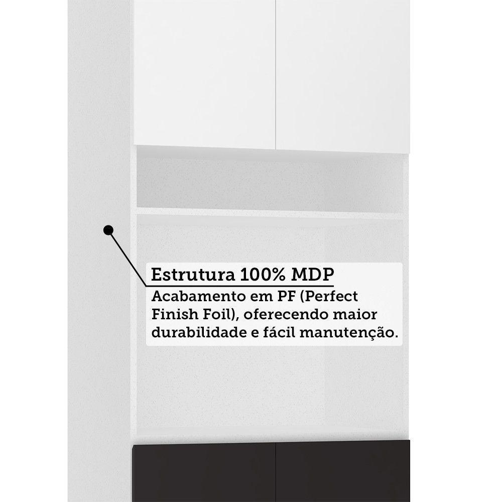 Paneleiro 70cm 4 Portas E 1 Nicho Para Forno Microondas Dora Branco/branco Supremo/preto - 4