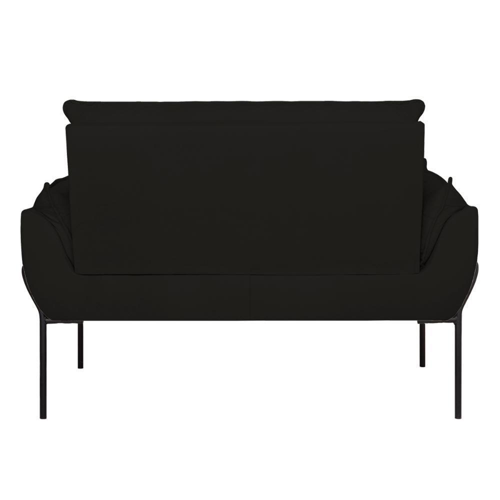 Sofá Namoradeira Base Metal Preta Reforçada Tecido Suede Preto - 7