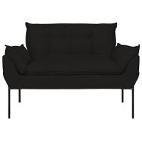 Sofá Namoradeira Base Metal Preta Reforçada Tecido Suede Preto - 5