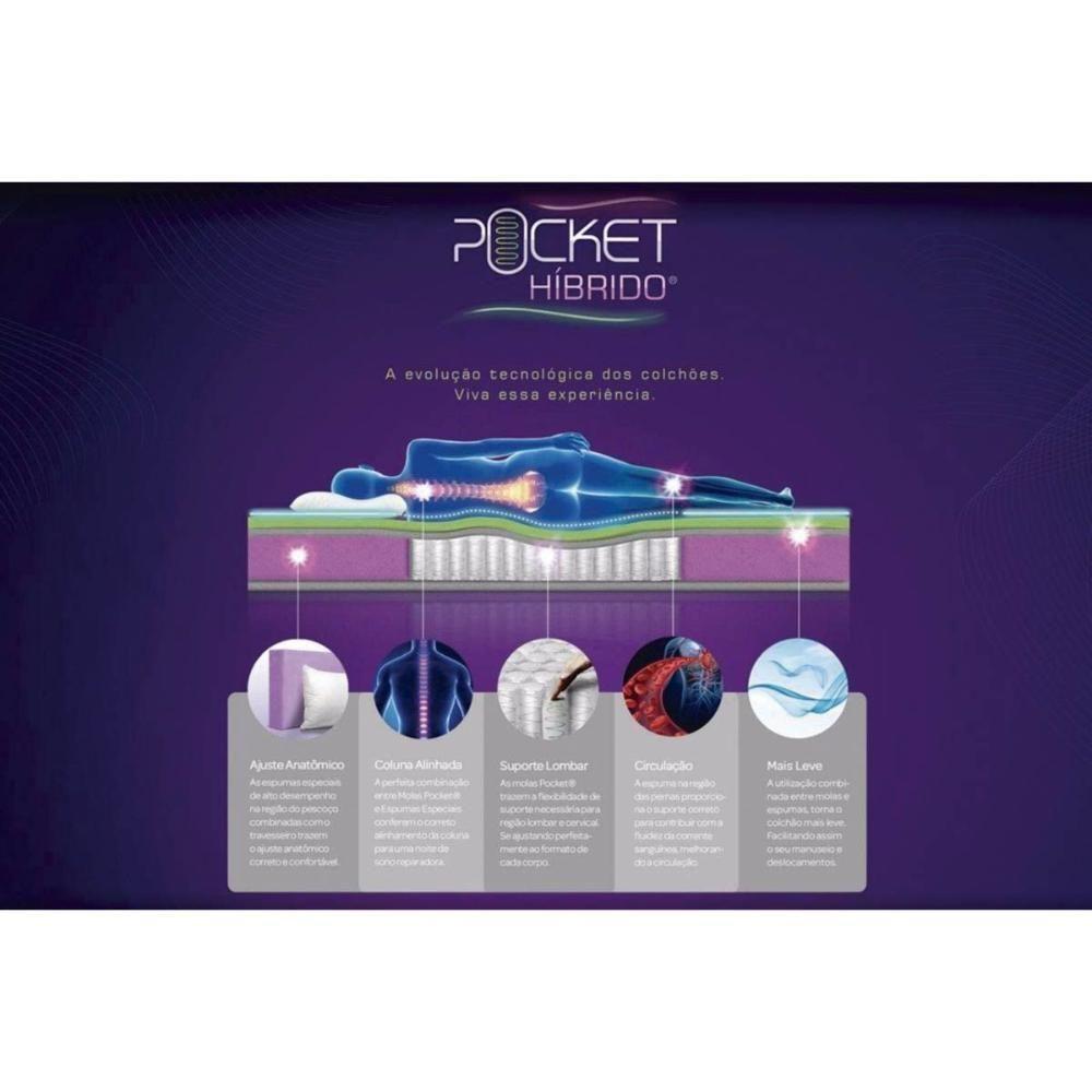 Cama Box Baú Casal: Colchão Molas Ensacadas Castor Pocket Revolution Híbrido + Base CRC Courano White(138x188) - 5