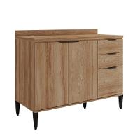 Balcão De Cozinha Miami 1200mm 2 Portas 3 Gavetas Com Tampo Carraro Freijó - 1