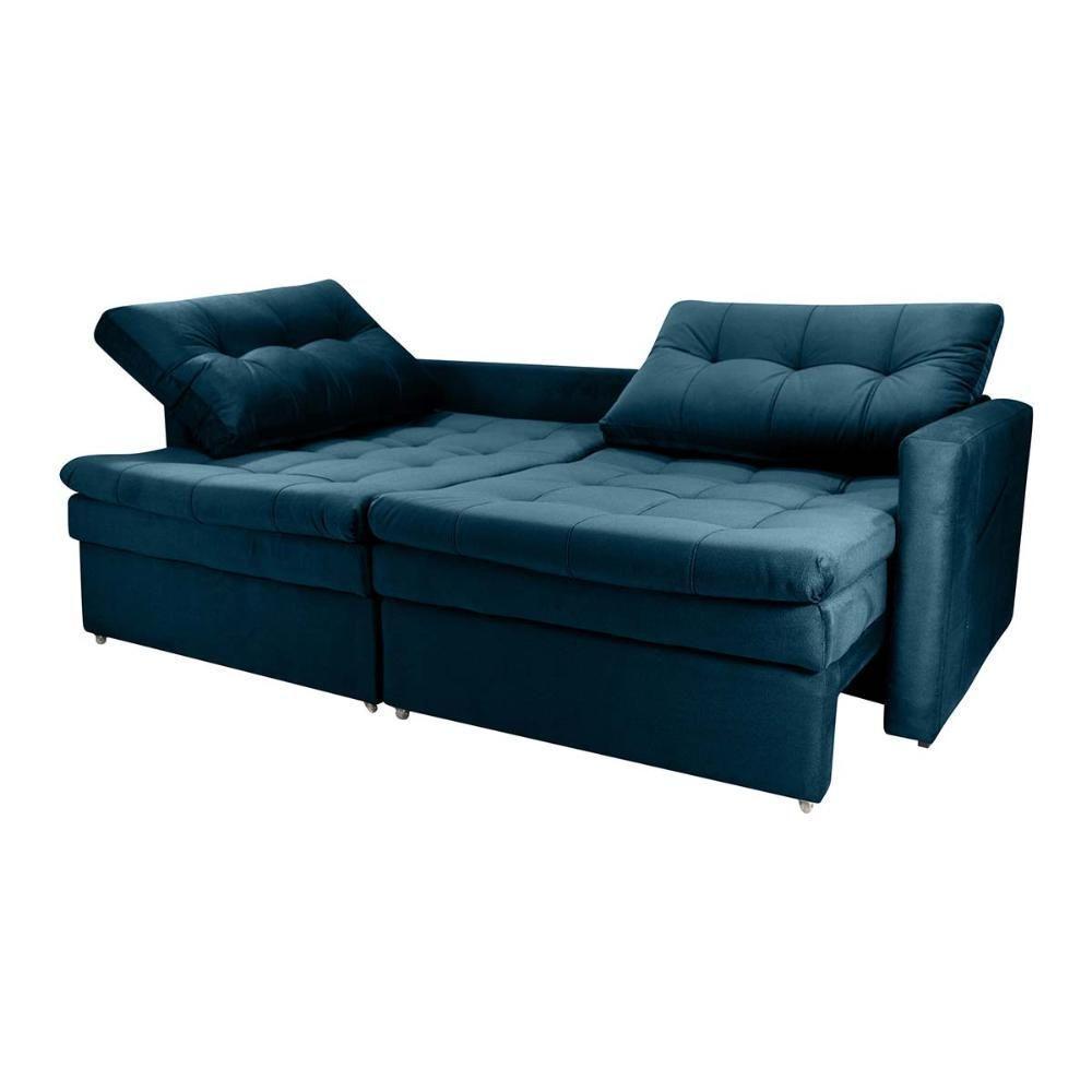 Sofá Cama Reclinável 2 Lugares 220cm Nayla Veludo Turkey Petróleo Matrix Veludo Turkey Petróleo - 4