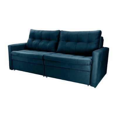 Sofá Cama Reclinável 2 Lugares 220cm Nayla Veludo Turkey Petróleo Matrix Veludo Turkey Petróleo