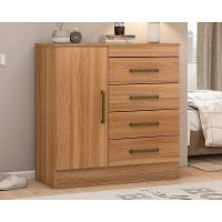Cômoda De Quarto Montevideu C/ 1 Porta E 4 Gavetas Amêndola Touch - Demóbile - 1