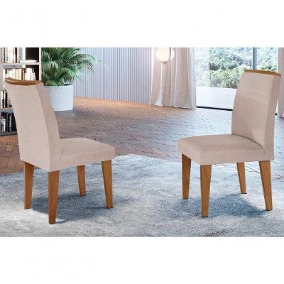 Cadeira De Cozinha Lunara Kit 2 Un Imbuia Linho Bege Turim Rufato