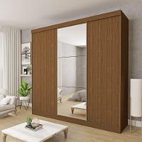 Guarda Roupa 3 Portas De Correr Com Espelho Central 4 Gavetas Evidence Minastex Freijó - 2