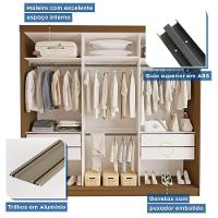 Guarda Roupa 3 Portas De Correr Com Espelho Central 4 Gavetas Evidence Minastex Freijó - 8