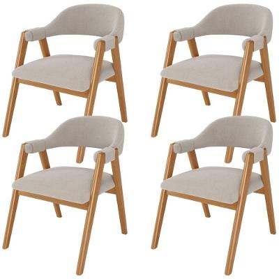 Kit 04 Cadeiras De Jantar E Estar Living Estofada Nadja L02 Bouclê Creme - Lyam Decor