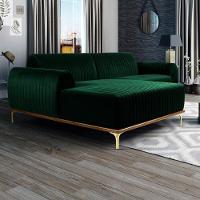 Sofá 245cm 4 Lugares Com Chaise Esquerdo Pés Gold Molino C-303 Veludo Verde Musgo - Domi - 2