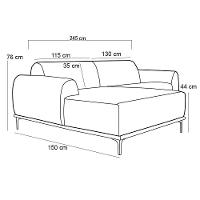 Sofá 245cm 4 Lugares Com Chaise Esquerdo Pés Gold Molino C-303 Veludo Verde Musgo - Domi