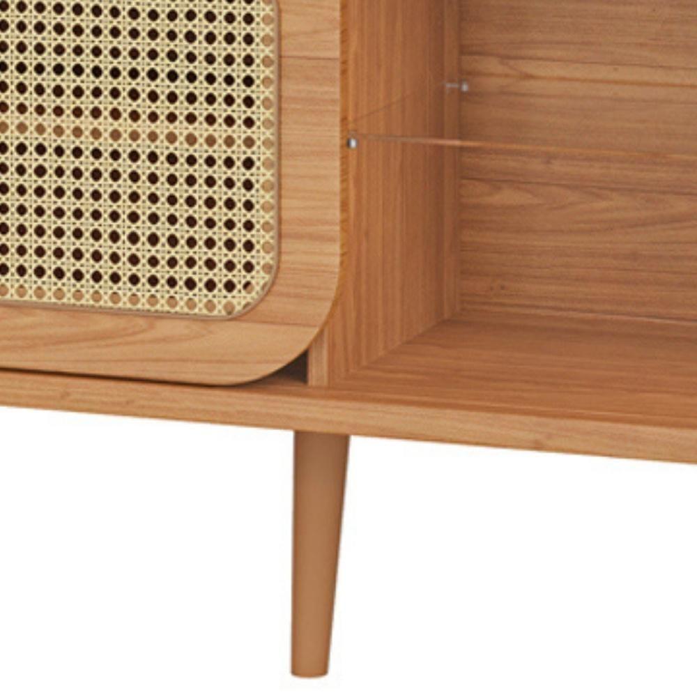 Rack Para Sala De Estar Tv 55 Pol Porta Tela Natural 135cm Mahal D03 Freijó - Lyam Decor - 6