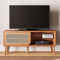 Rack Para Sala De Estar Tv 55 Pol Porta Tela Natural 135cm Mahal D03 Freijó - Lyam Decor - 2