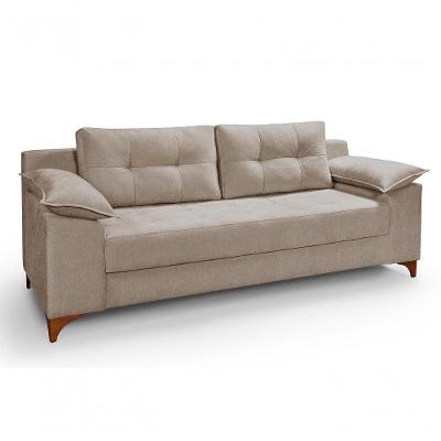 Sofá Ibiza 3 Lugares 2,22m Casal Luxo Aveludado Premium Capuccino 204