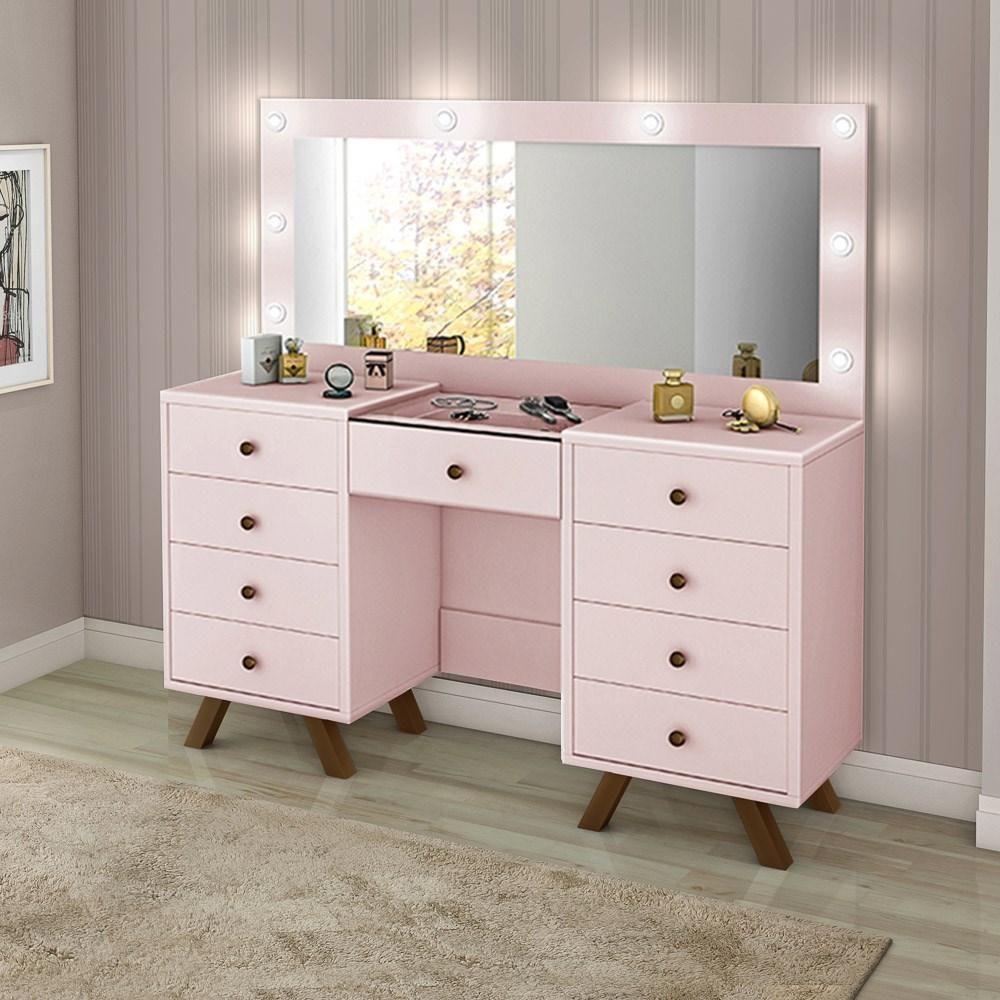 Penteadeira Camarim Com Espelho 9 Gavetas Mila Rosê - Móveis Luapa - 2