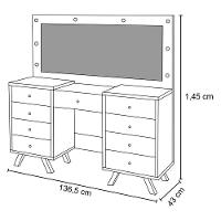 Penteadeira Camarim Com Espelho 9 Gavetas Mila Rosê - Móveis Luapa - 4