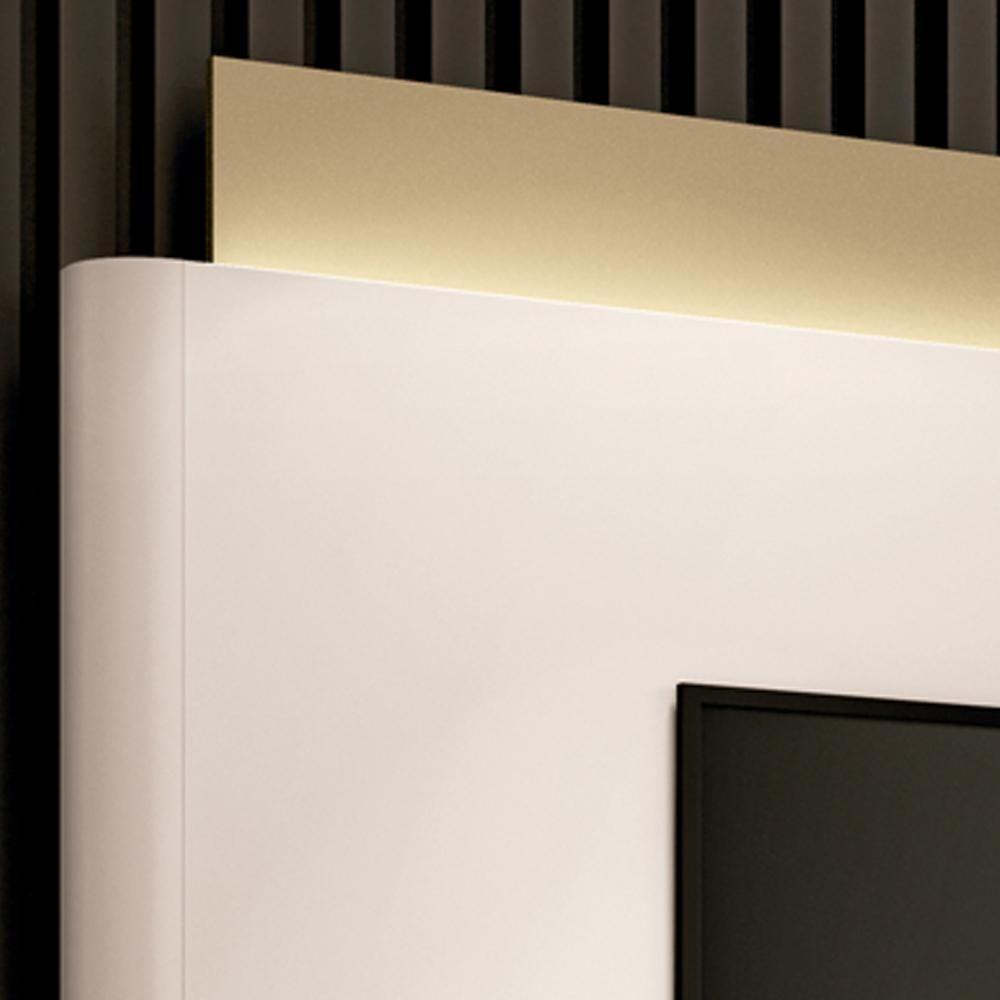 Rack Para Sala Orgânico Sâmia Com Painel Para Tv 85 Pol Aslan B01 Off White Champagne - Lyam Decor - 8