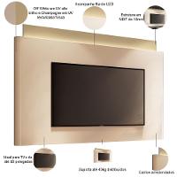 Rack Para Sala Orgânico Sâmia Com Painel Para Tv 85 Pol Aslan B01 Off White Champagne - Lyam Decor - 2