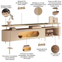 Rack Para Sala Orgânico Sâmia Com Painel Para Tv 85 Pol Aslan B01 Off White Champagne - Lyam Decor - 3