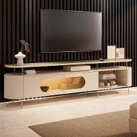 Rack Para Sala Orgânico Sâmia Com Painel Para Tv 85 Pol Aslan B01 Off White Champagne - Lyam Decor - 7