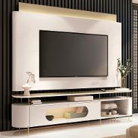 Rack Para Sala Orgânico Sâmia Com Painel Para Tv 85 Pol Aslan B01 Off White Champagne - Lyam Decor - 9