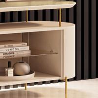 Rack Para Sala Orgânico Sâmia Com Painel Para Tv 85 Pol Aslan B01 Off White Champagne - Lyam Decor - 10