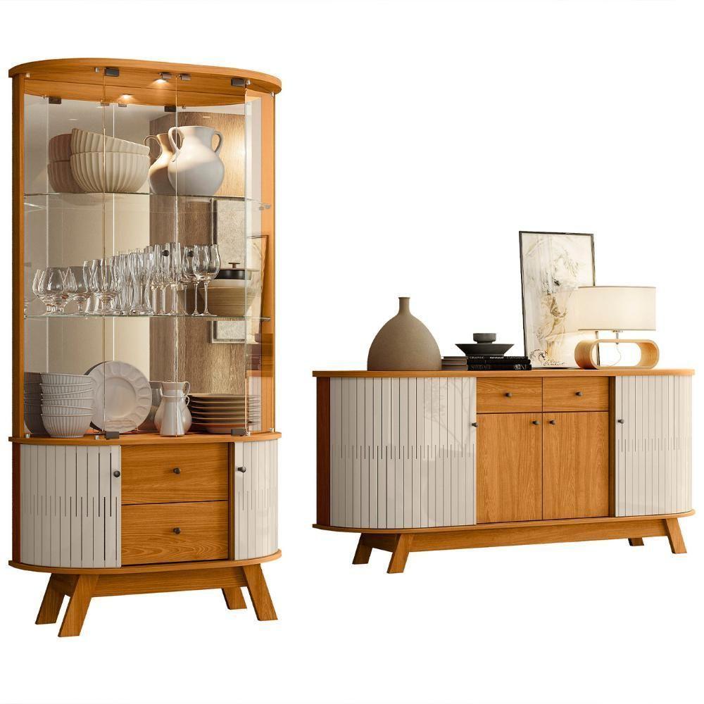 Cristaleira De Vidro Eva E Buffet Monica Z10 Off-cinamomo - Mpozenato - 1