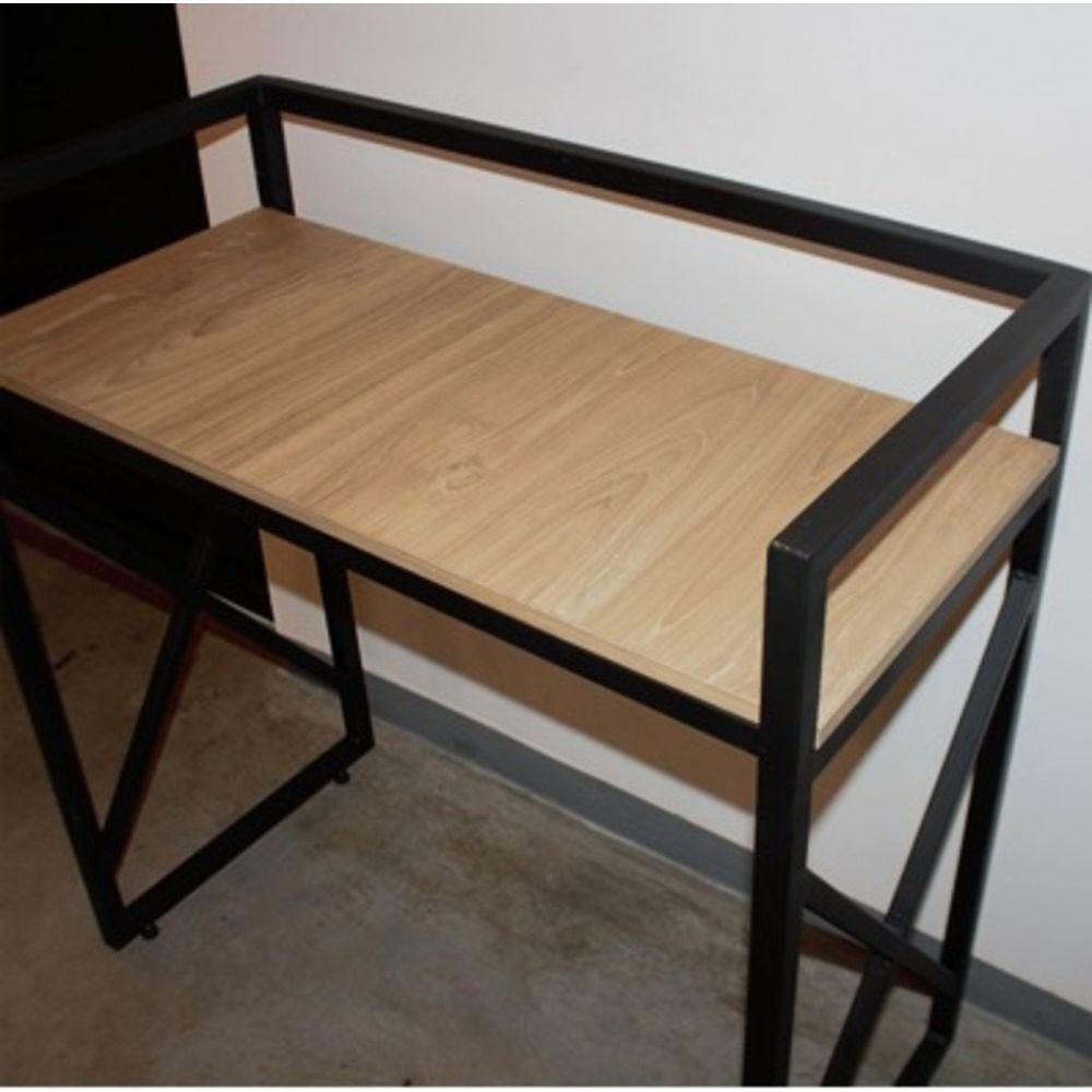 Aparador Lateral Em X Estilo Industrial Aço Ferro Metal Robusto Cor Preto Mdf Claro Ap-03 - 3